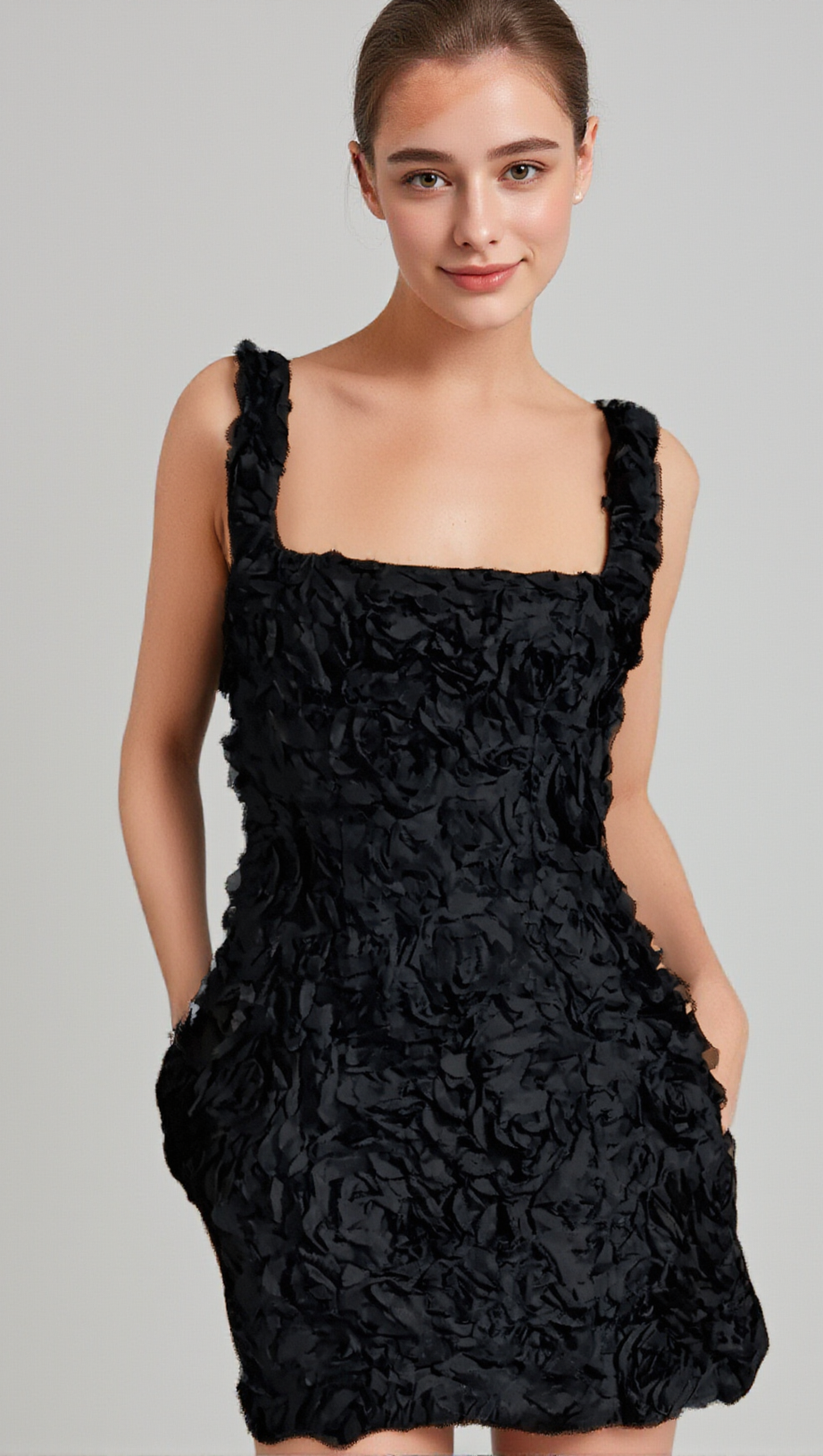 MINI ABITO A FIORI NERI