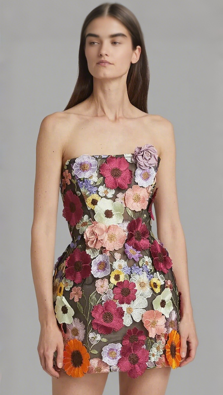MINI ABITO FLOREALE SENZA SPALLINE