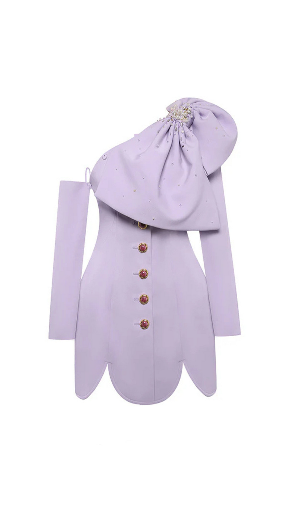 BOWKNOT EMBELLISHED MINI DRESS IN PURPLE