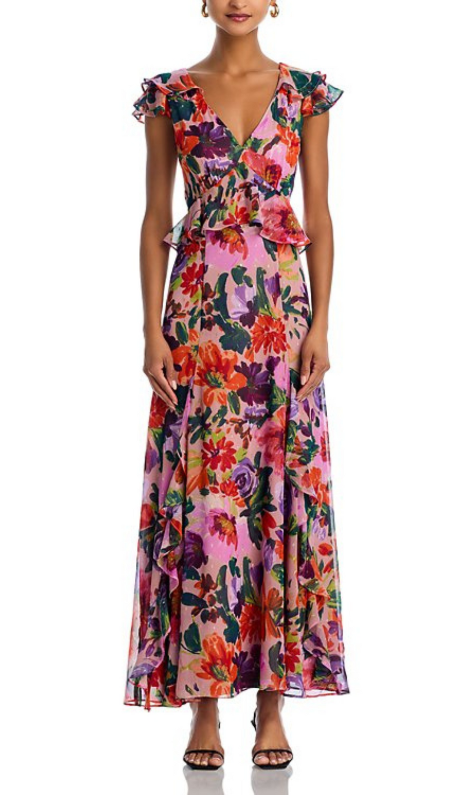 FLUTTER SLEEVE MAXI DRESS