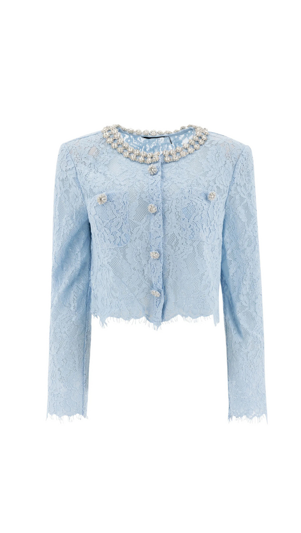 AIIZIE CAROL LACE EMBELLISHED TOP IN BLUE - product image