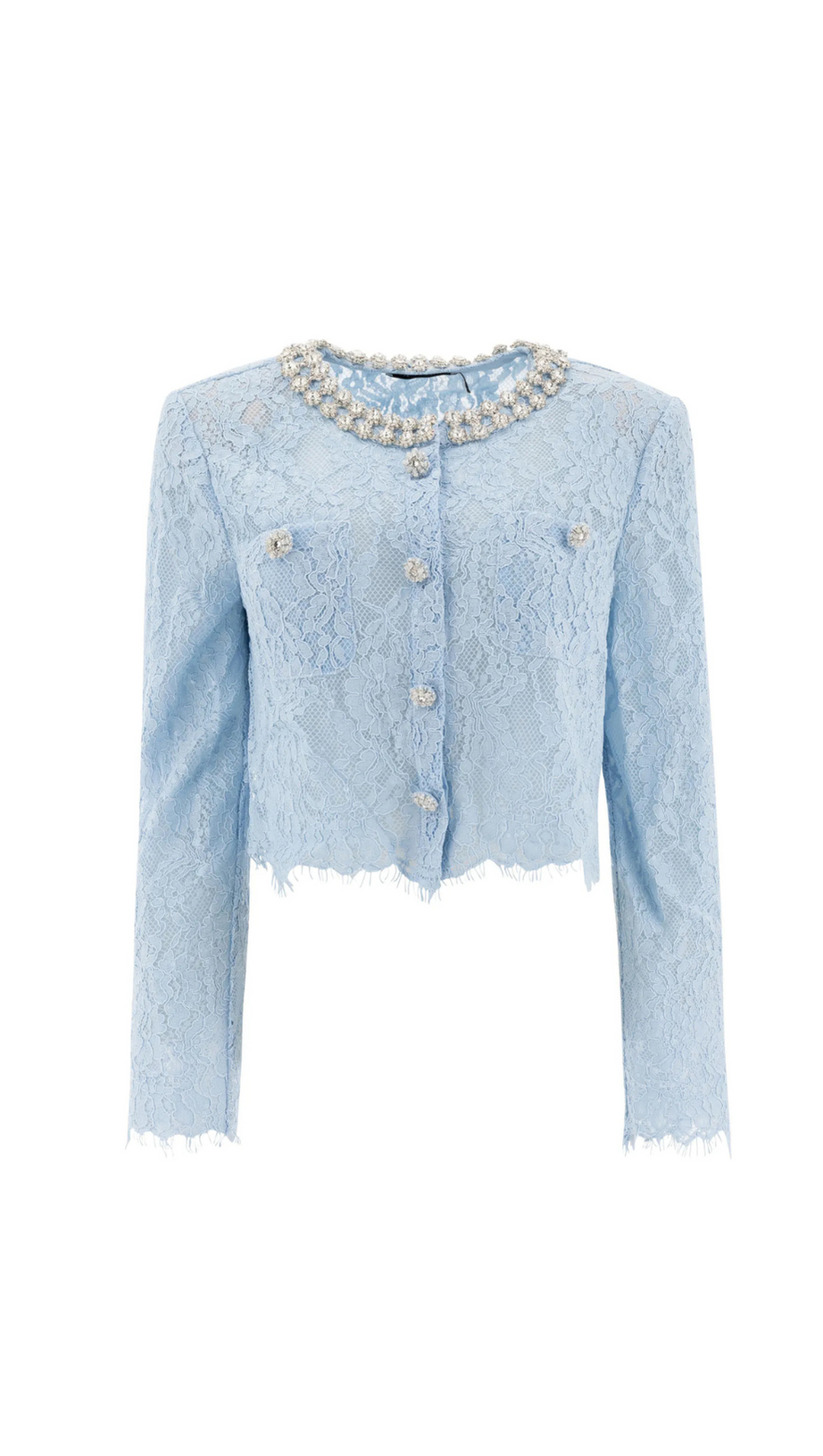 Carol – Spitzenverziertes Oberteil in Blau
