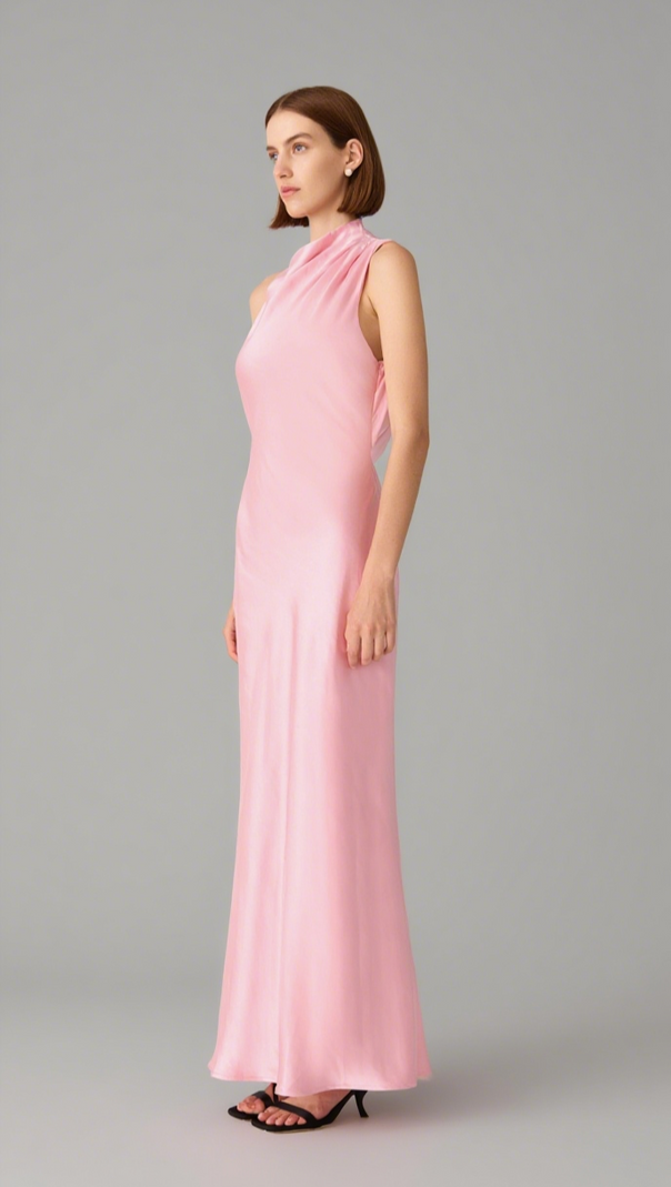 AIIZIE SANTANA GLOSS SATIN MAXI DRESS - product image