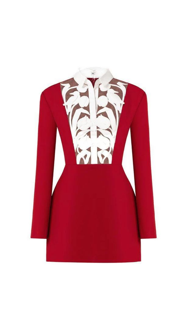 AIIZIE HOLLOW A-LINE MINI DRESS IN RED - product image