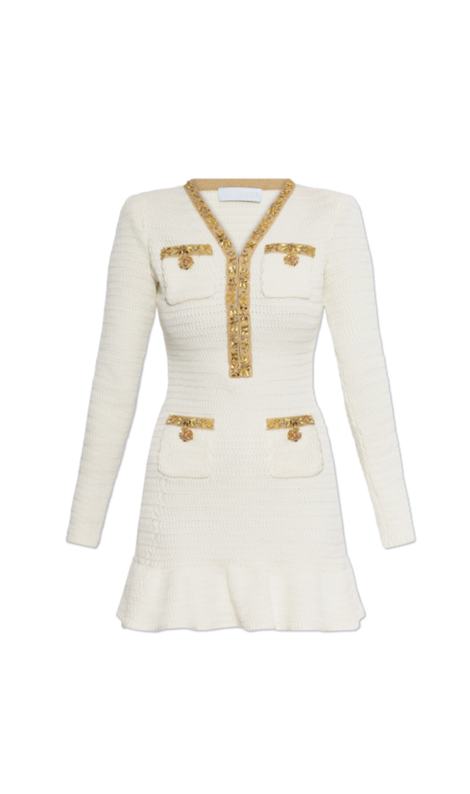 cremefarbenes Lurex-Strick-Minikleid