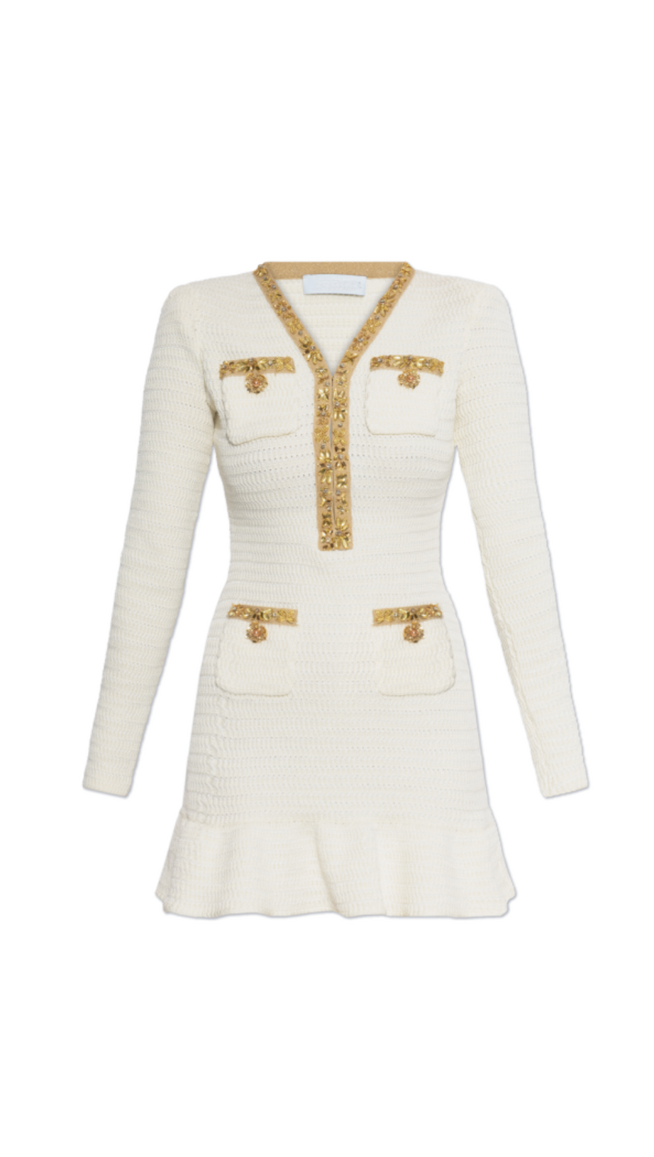 cremefarbenes Lurex-Strick-Minikleid