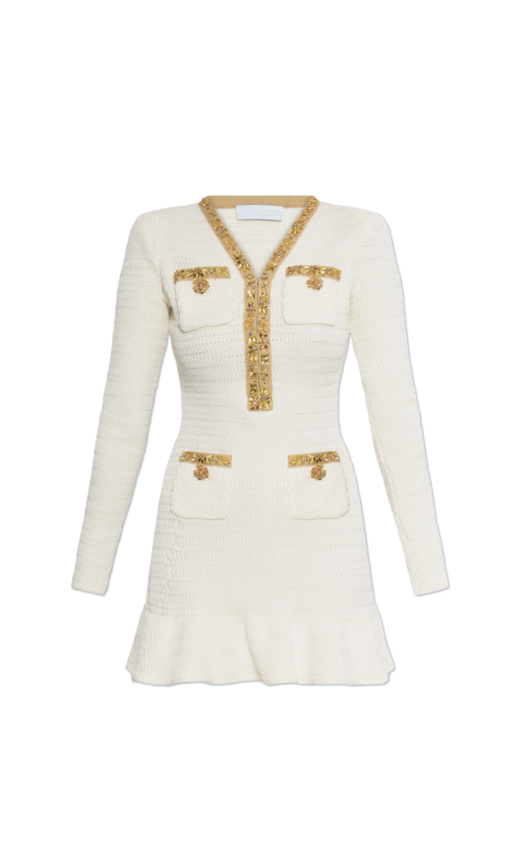 CREAM LUREX KNIT MINI DRESS