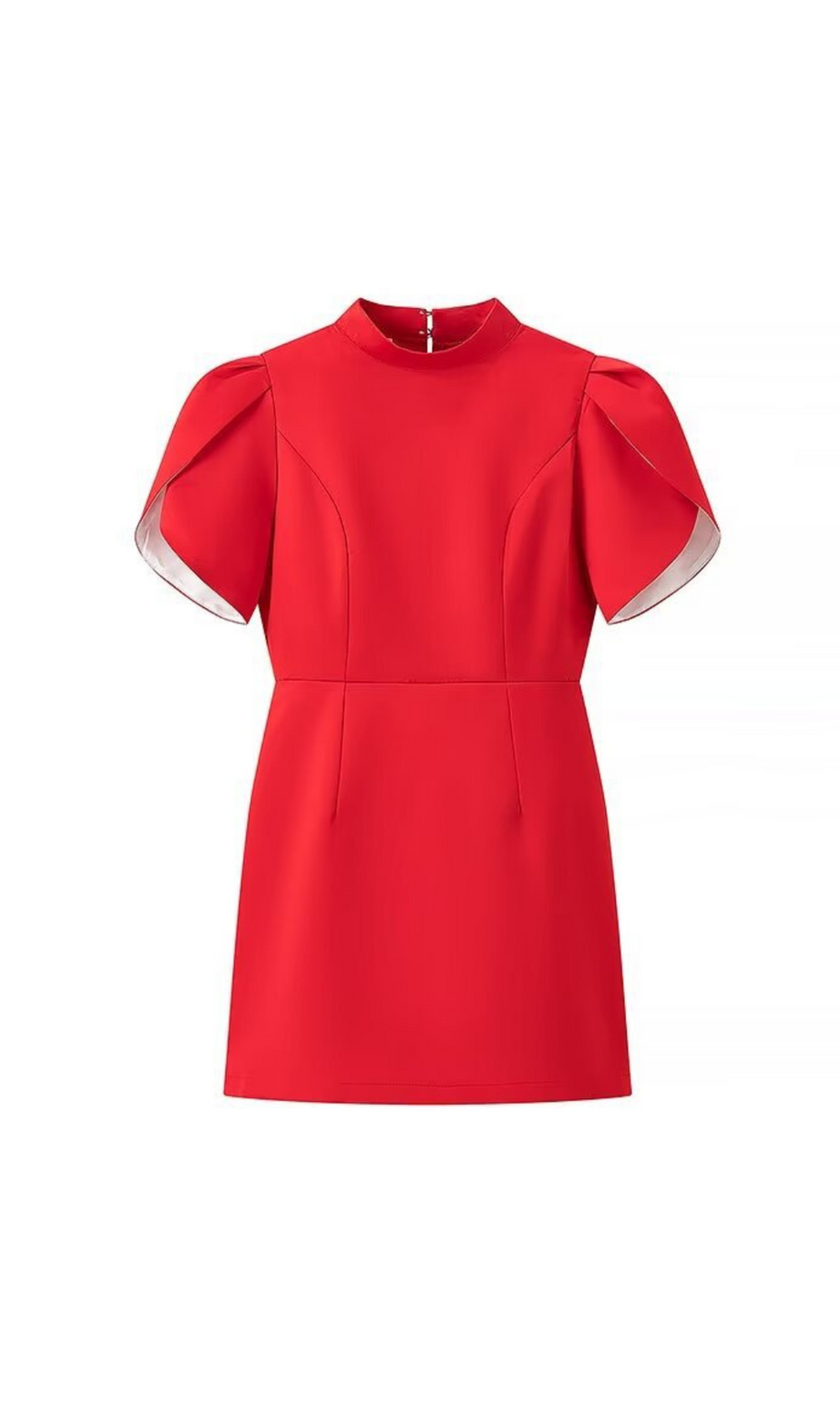 Rotes Minikleid mit Schlitz am Rücken und Schleife