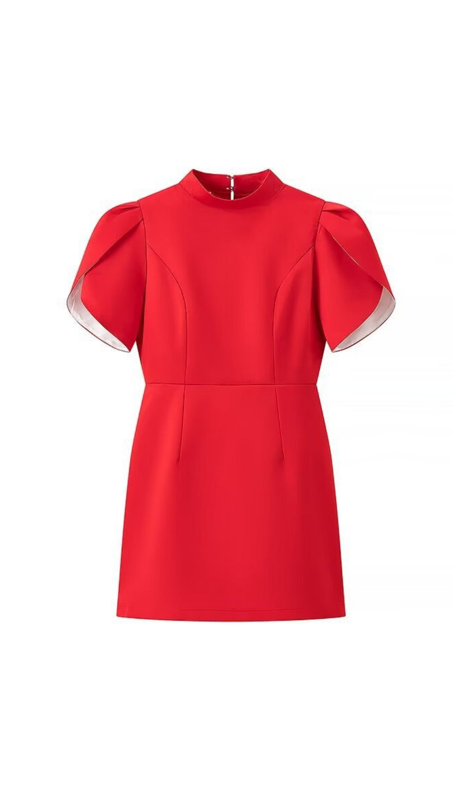 Rotes Minikleid mit Schlitz am Rücken und Schleife