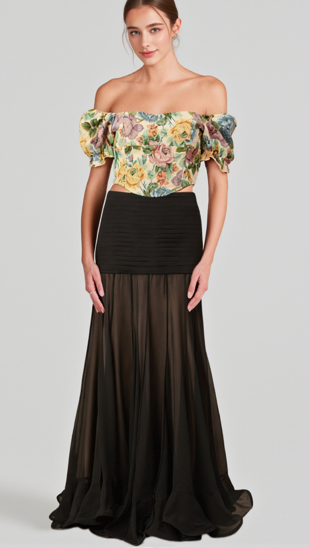 AIIZIE CONSTANCE FLORAL-PRINT JACQUARD CROPPED TOP - product image