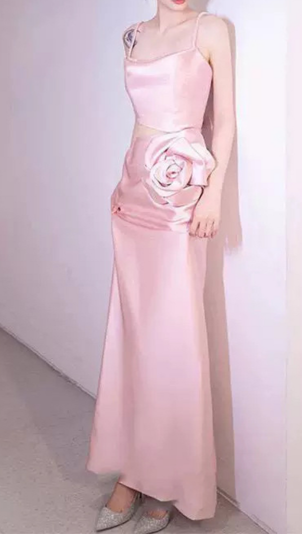 AIIZIE MARISOL FLOWER EMBELLISHED GOWN IN PINK - product image