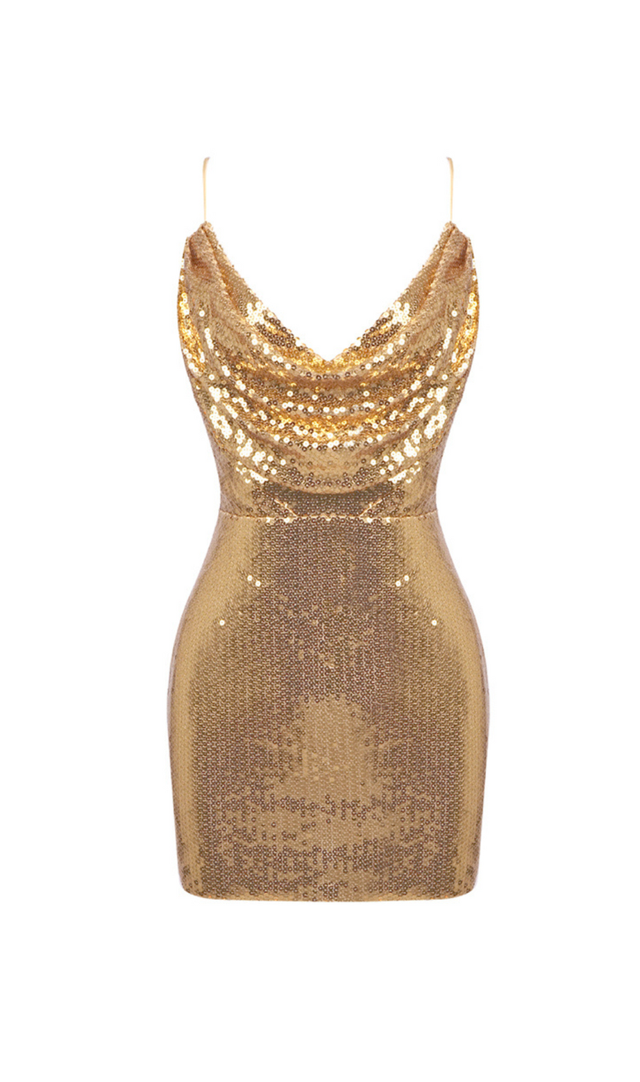 MINI ABITO IN TULLE CON PAILLETTES DRAPPEGGIATO IN ORO