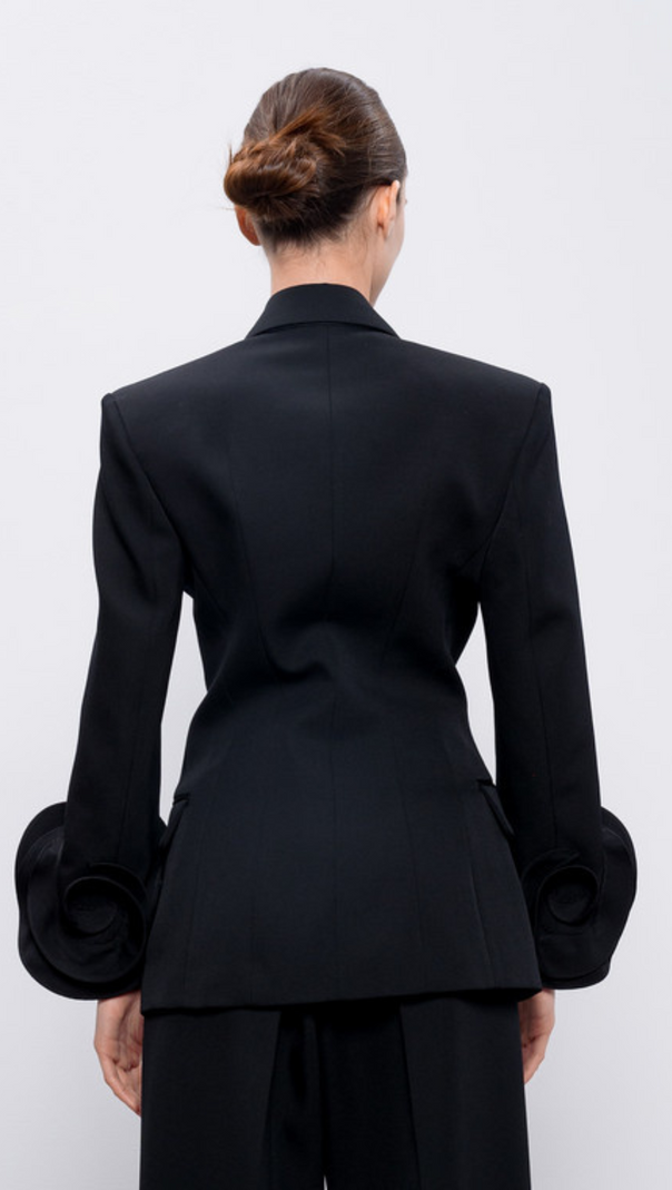 AIIZIE SOPHIA ROSE APPLIQUÉ BLAZER IN BLACK - product image
