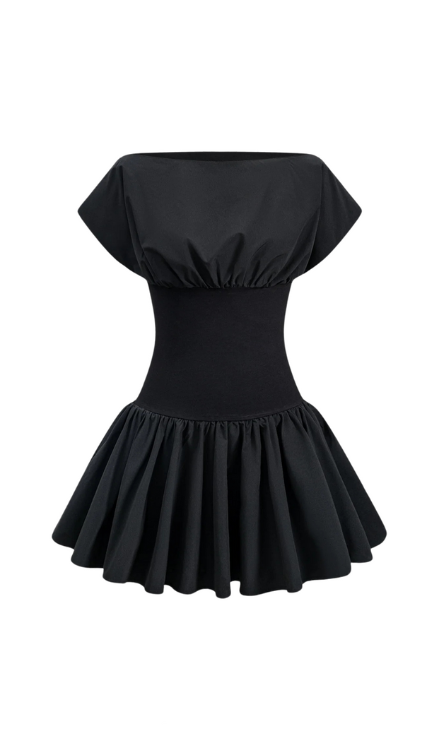 AIIZIE MICHAEL RUCHED PATCHWORK MINI DRESS IN BLACK - product image