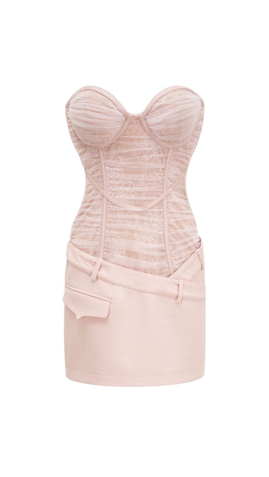 MINIKLEID AUS MESH MIT GÜRTELSCHLAUFEN IN PINK