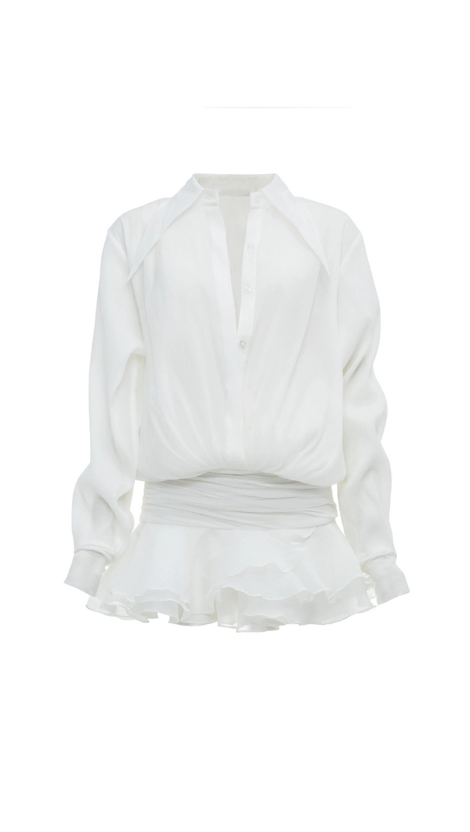 ABITO CORTO CON BALZE E RUCHES EMBER BIANCO