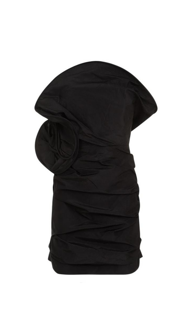 AIIZIE STRAPLESS RUFFLED TAFFETA MINI DRESS IN BLACK - product image