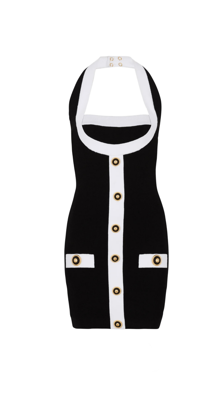 BRICA TWO-TONE HALTER MINI BANDAGE DRESS