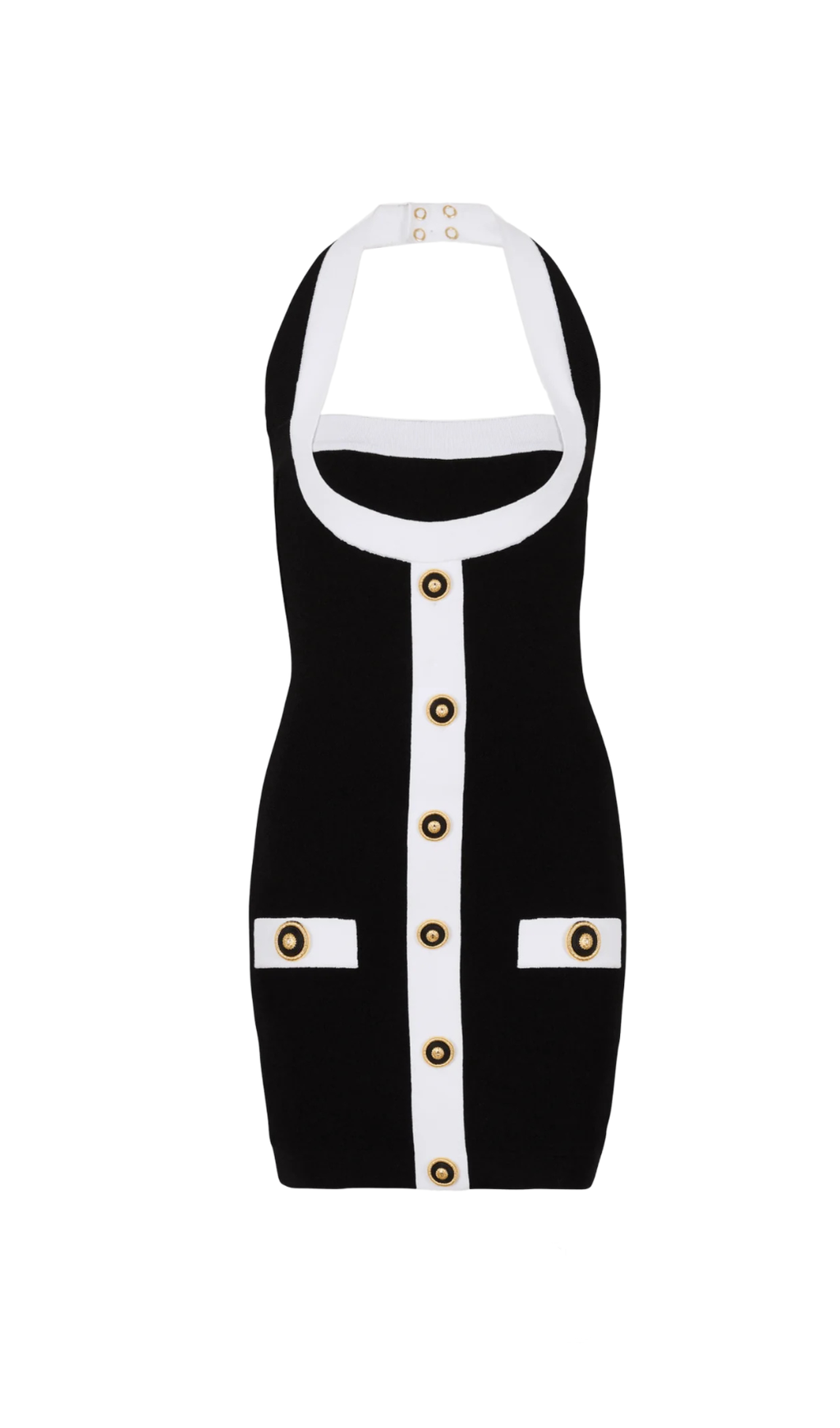 BRICA TWO-TONE HALTER MINI BANDAGE DRESS