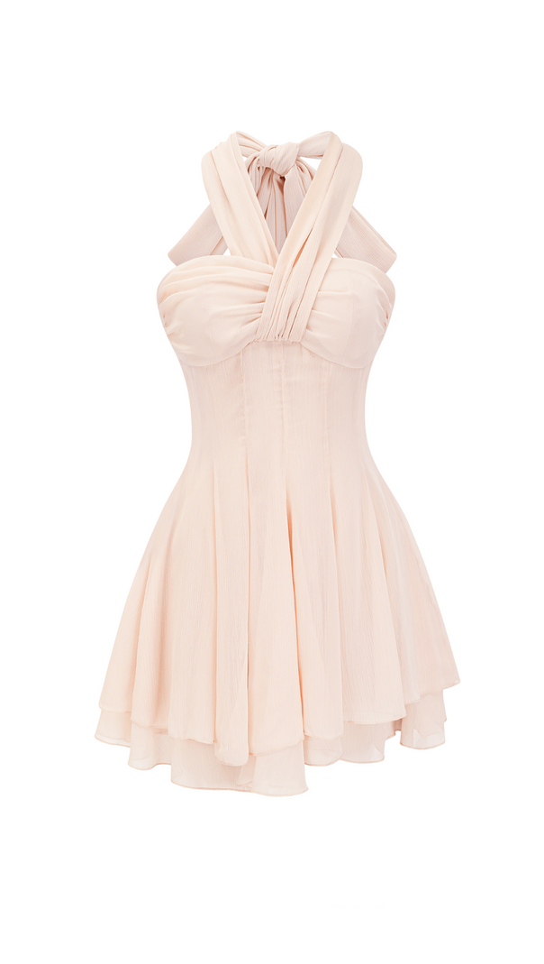 AIIZIE BACKLESS BANDAGE MINI DRESS IN NEUTRALS - product image