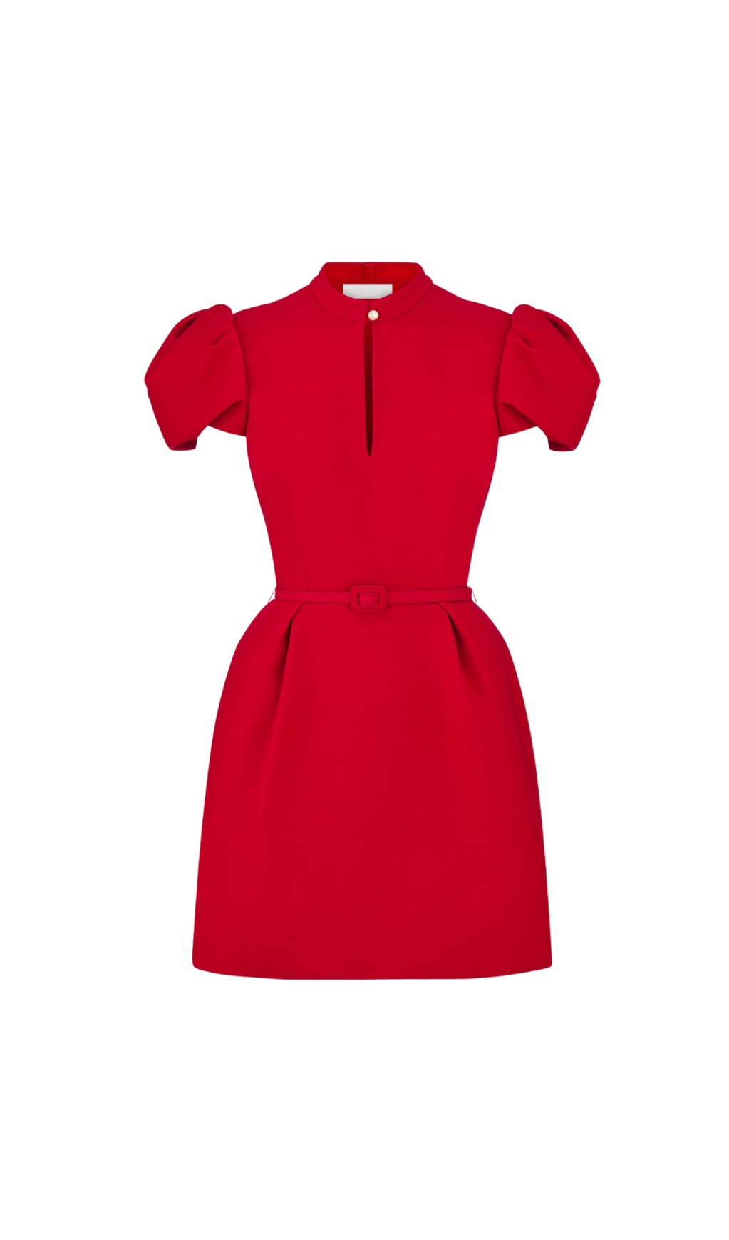 PUFF SLEEVE PLEATED MINI DRESS IN RED (WITHOUT BLACK BELT)