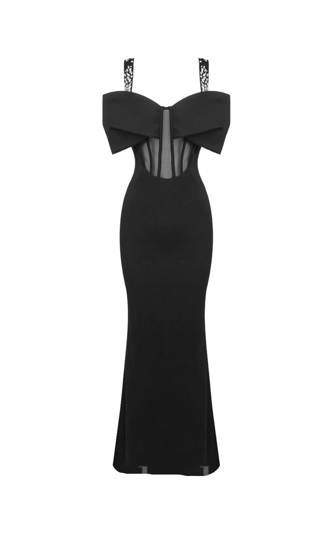 SLEEVELESS CORSET MAXI DRESS IN BLACK
