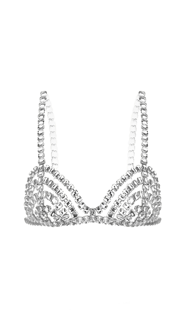AIIZIE CAEL CRYSTAL BRA IN SILVER - product image