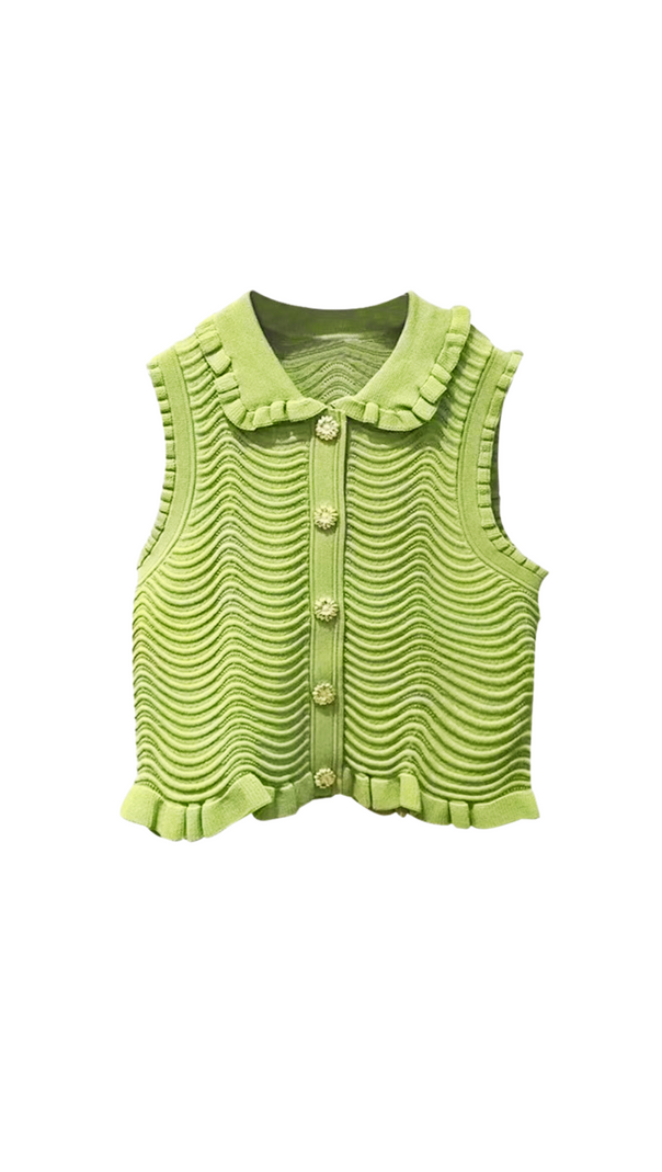 AIIZIE LINA SLEEVELESS TEXTURED KNIT TOP IN OLIVE GREEN - product image