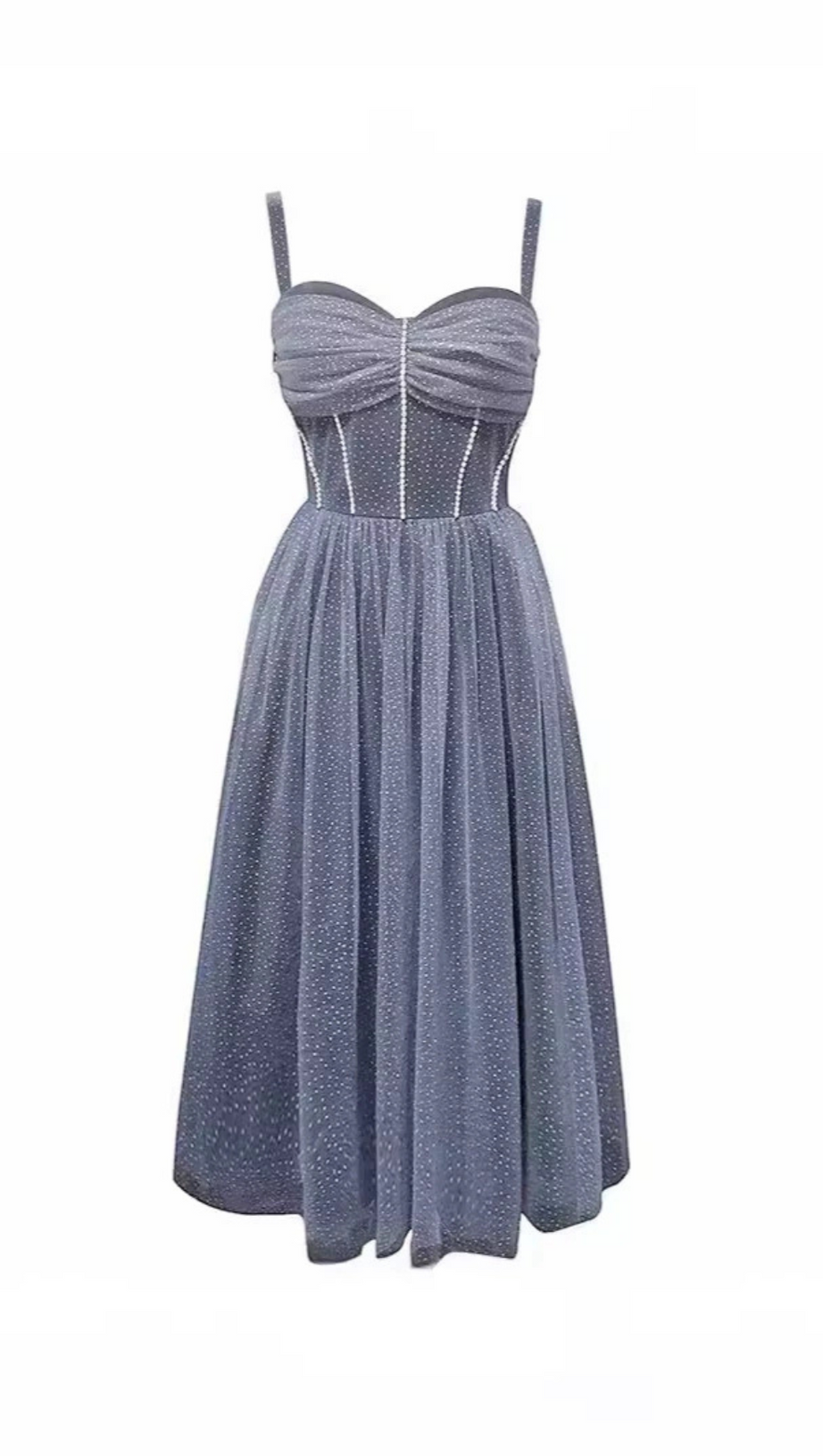 Camisole-Kleid aus Netzstoff mit Rüschen und Strass