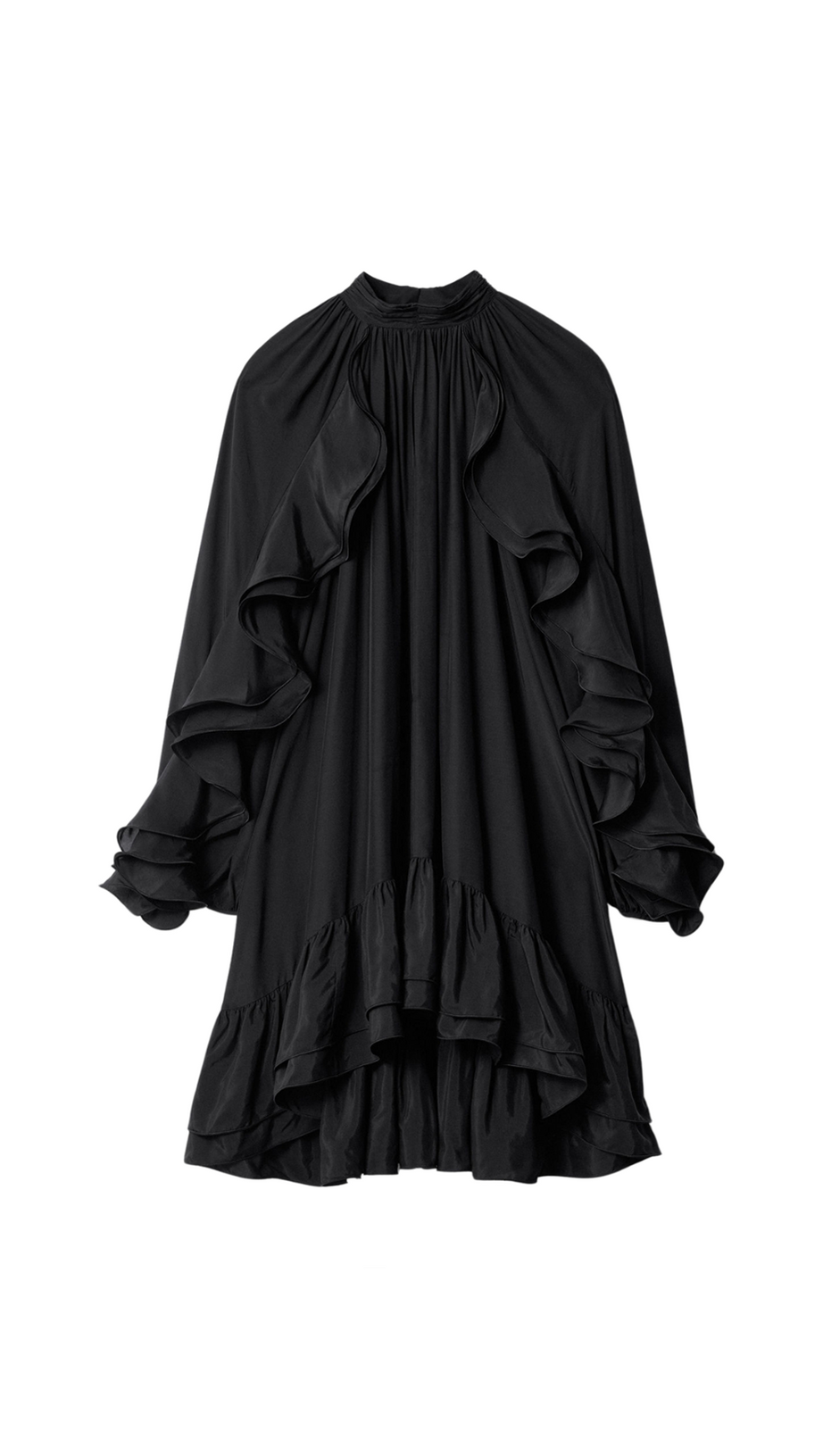 ALANI RUFFLED EMBELLISHED MINI DRESS IN BLACK