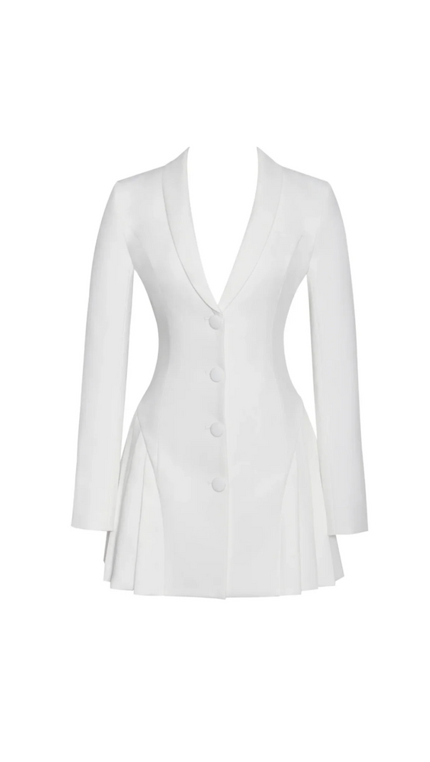 AIIZIE BEULAH PLEATE BLAZER MINI DRESS IN WHITE - product image