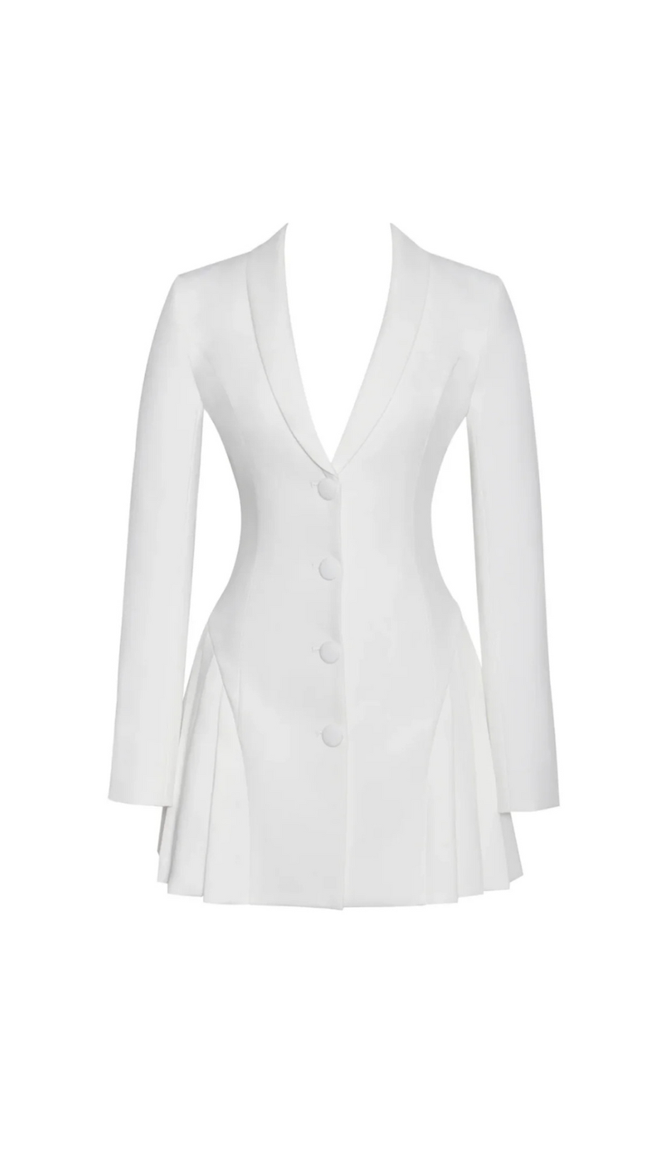 Beulah – Plissee-Blazer-Minikleid in Weiß