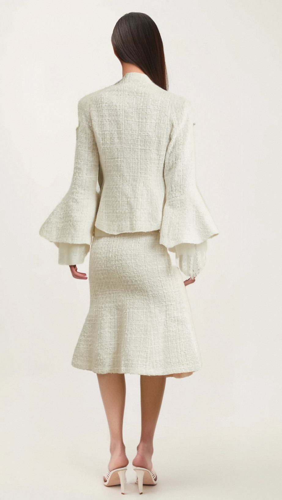 LUCIE FLARED-CUFF SEQUINED JACKET & SKIRT MATCHING SET