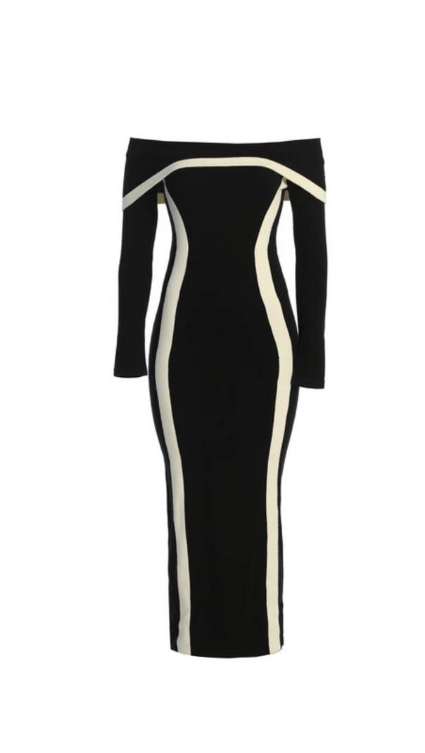 AIIZIE BLACK JANET OFF SHOULDER MAXI DRESS - product image