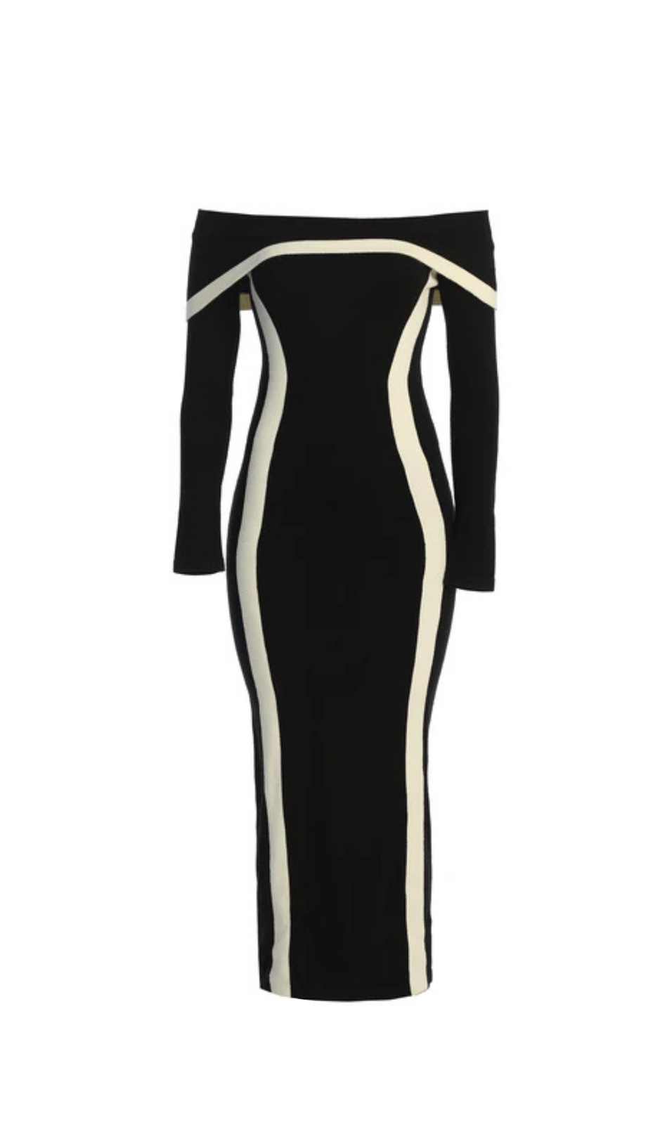 Schwarzes schulterfreies Maxikleid „Janet“