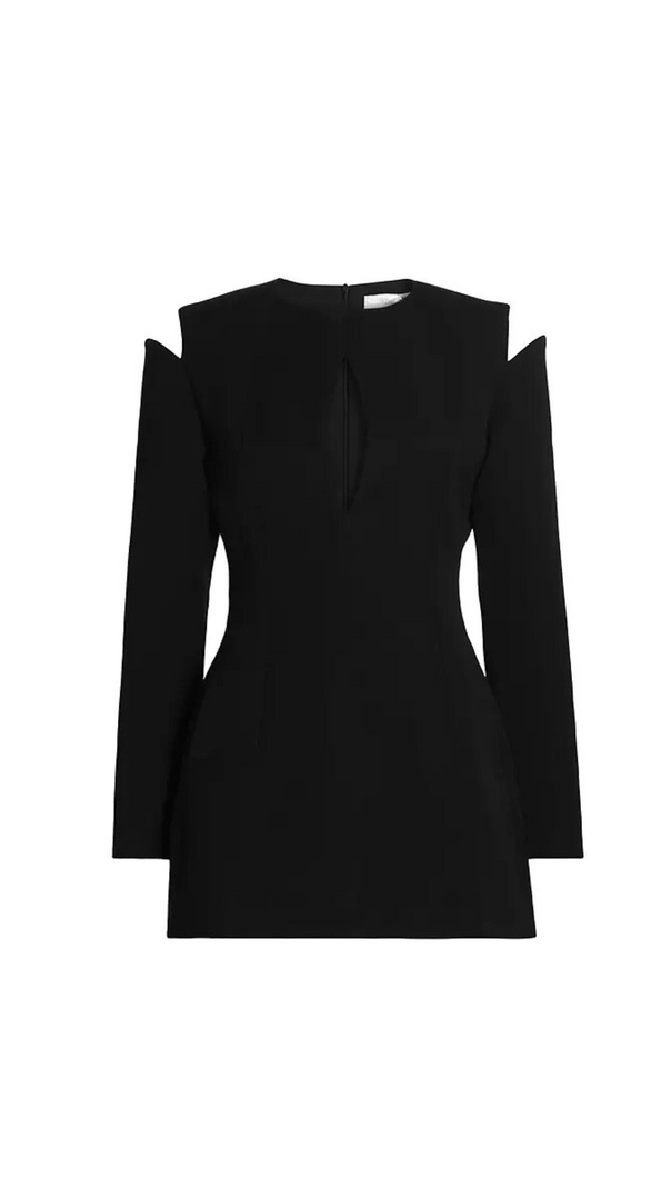 AIIZIE HALSTON CUT-OUT COLD-SHOULDER MINI DRESS IN BLACK - product image