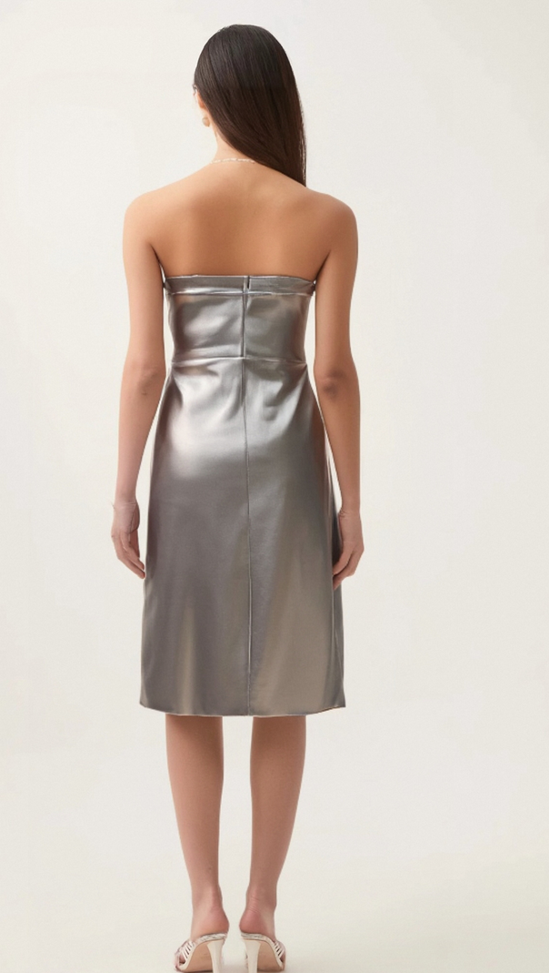 AIIZIE JESSICA FAUX-FLOWER EMBELLISHED SATIN MINI DRESS - product image