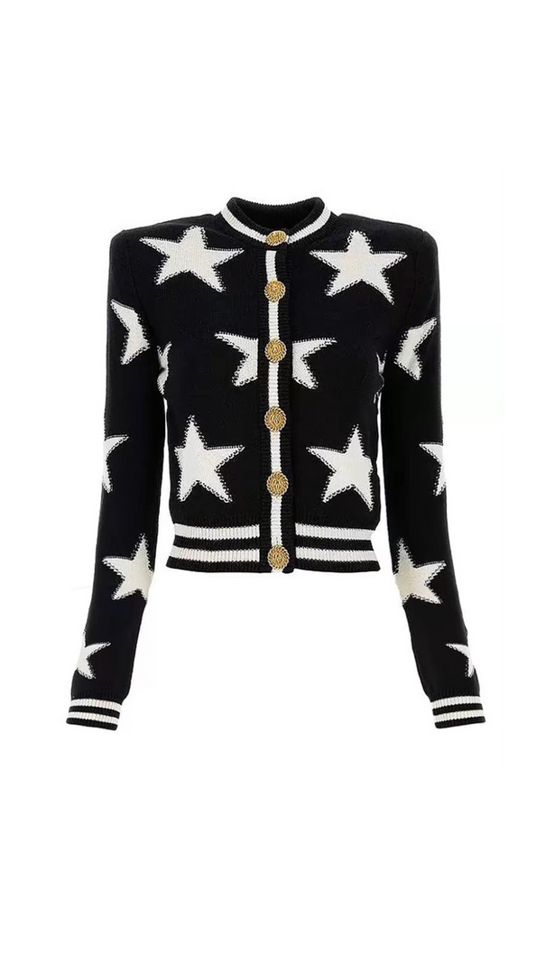 AIIZIE STAR JACQUARD BLACK CARDIGAN - product image