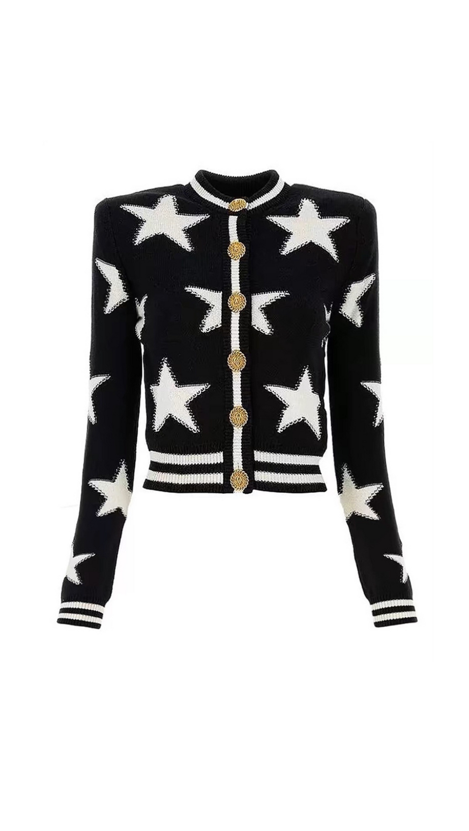 STAR JACQUARD BLACK CARDIGAN