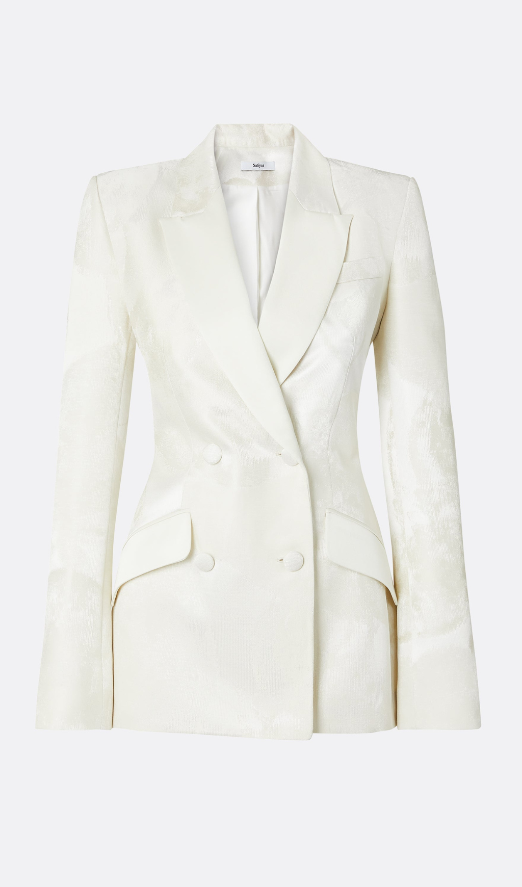 JACQUARD DOUBLE-BREASTED BLAZER SUIT IN IVORY