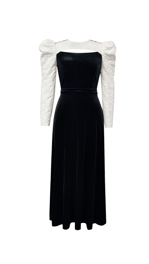 AIIZIE HILARY TWO-COLOR HOLLOW LIGHT TEXTILE BODYCON MAXI DRESS - product image