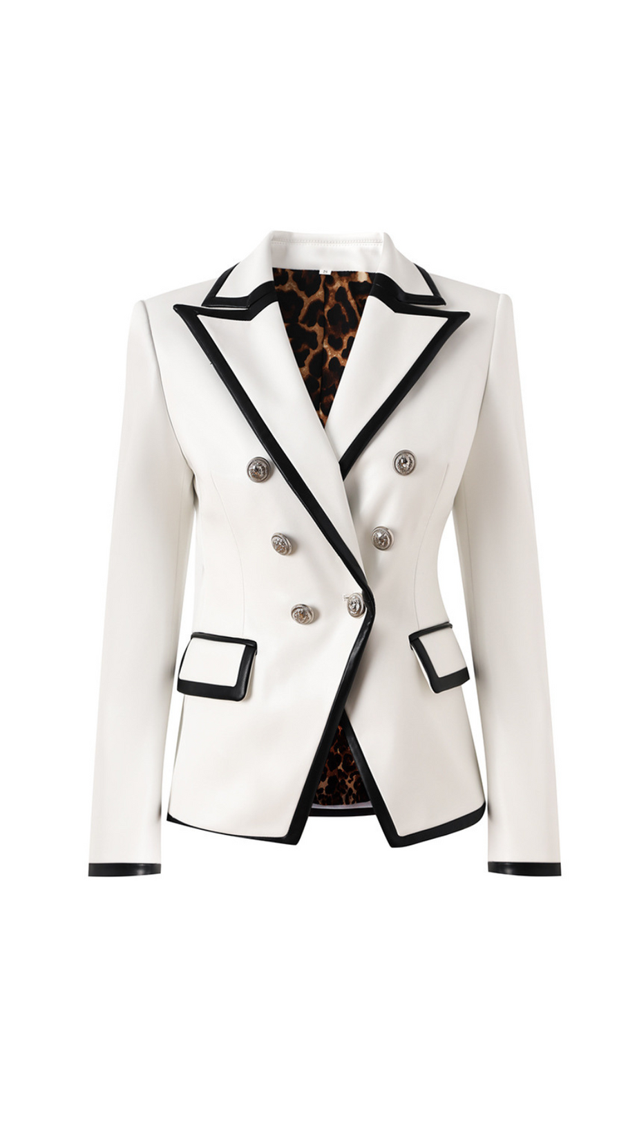 PU LEATHER RHINESTONE BOTTOM BLAZER IN WHITE