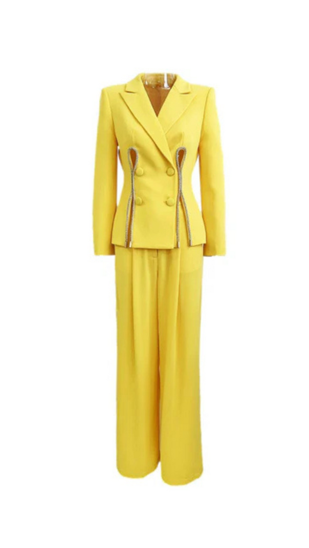 AIIZIE YELLOW DOUBLE BREASTED PANTSUIT - product image