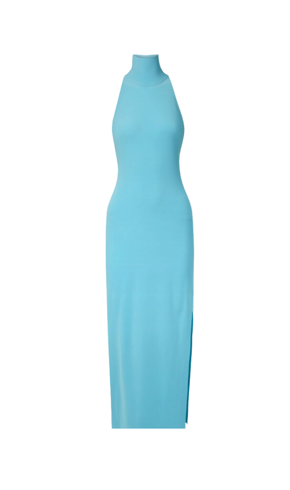 Abito lungo in jersey elasticizzato con scollo all'americana e schiena scoperta, blu