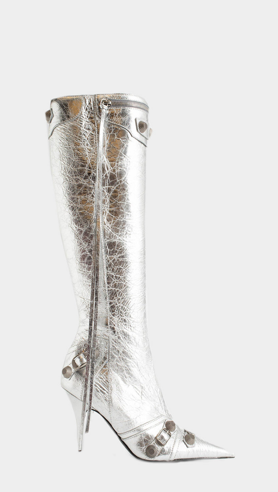 Shilia Kniehohe Stiefel mit Reißverschluss - Silber