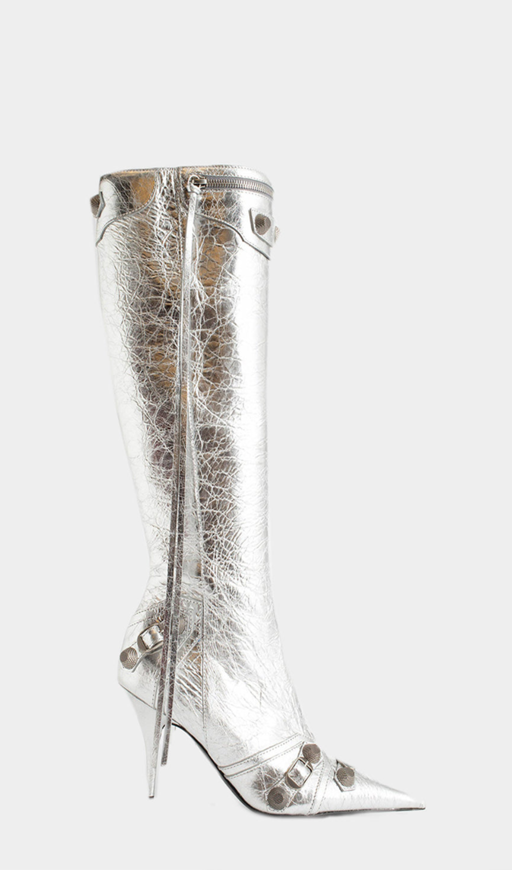 STIVALI ALTI AL GINOCCHIO SHILIA ZIP - ARGENTO