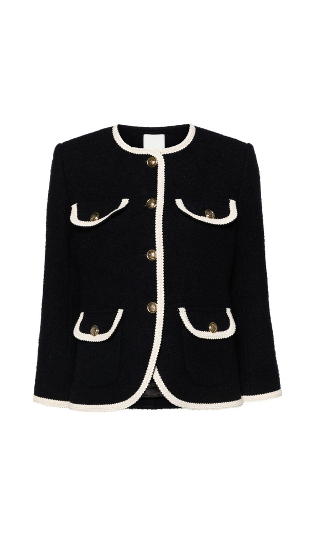 AIIZIE JILL TWEED CONTRAST TRIM JACKET IN NAVY BLUE - product image