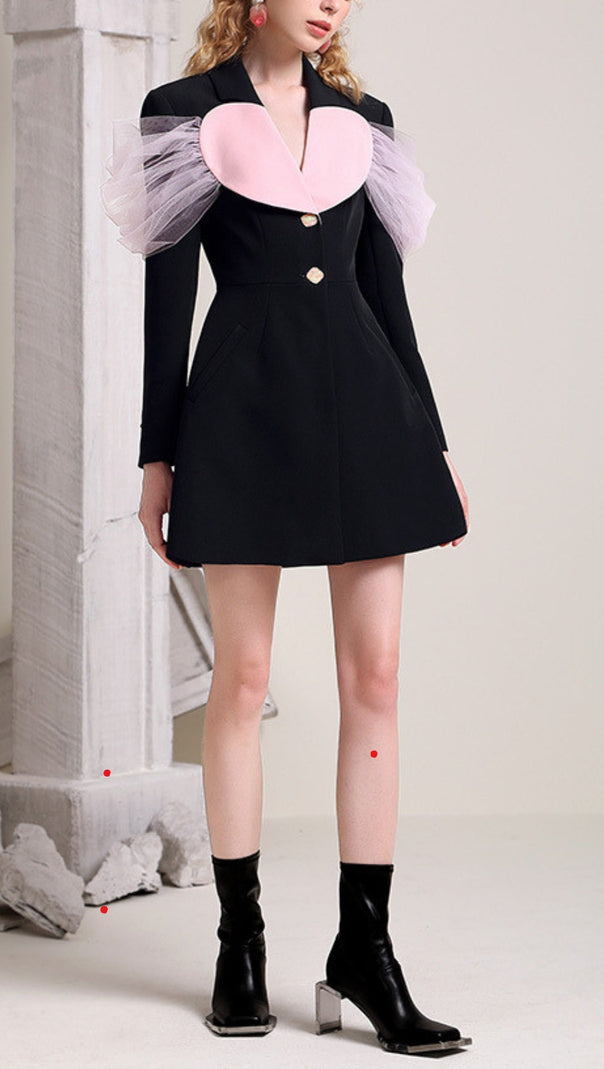 AIIZIE BLACK HEART DECOR JACKET DRESS - product image