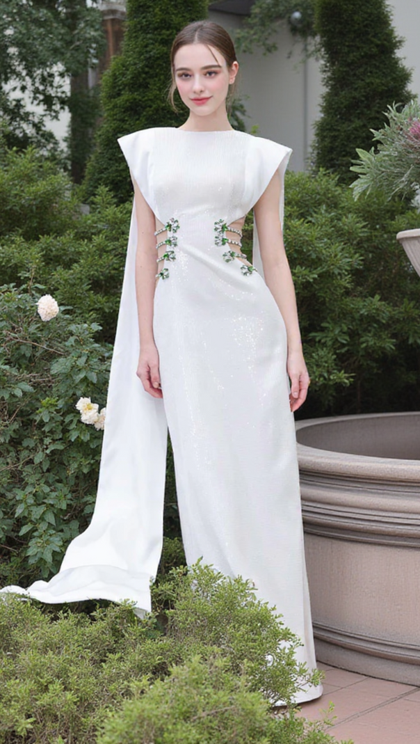 AIIZIE STUNNER SHEATH SYMMETRIC FLAP SEQUIN MAXI DRESS - product image