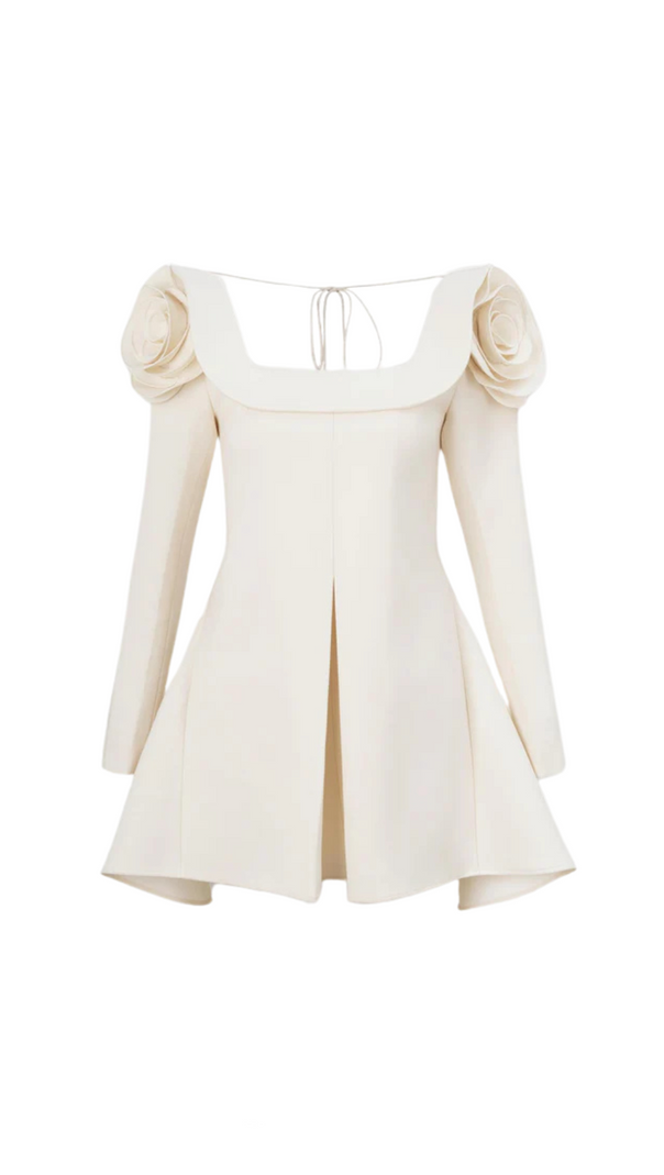 AIIZIE FLOWER SQUARE NECKLINE MINI DRESS IN APRICOT - product image